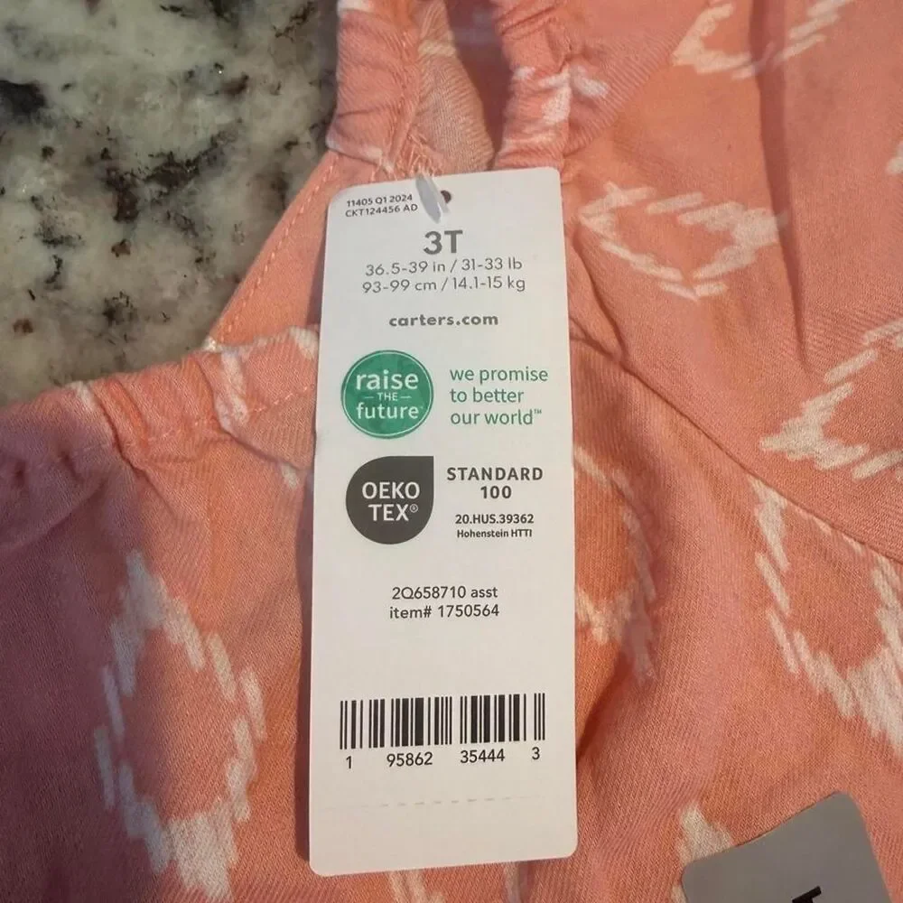 Carter's Girls Pink Ikat Flutter Sleeve Top 3T NWT Summer